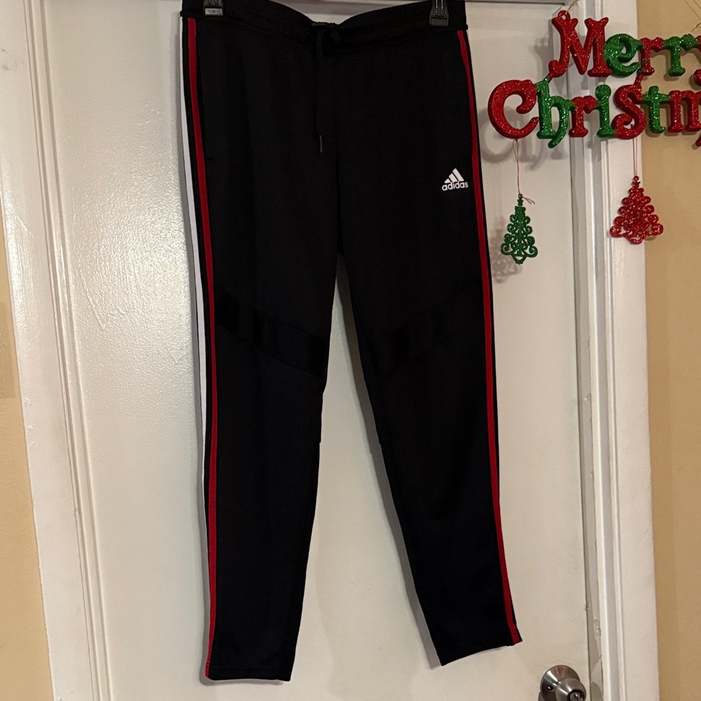 Adidas Women's Black Joggers with Red Accents